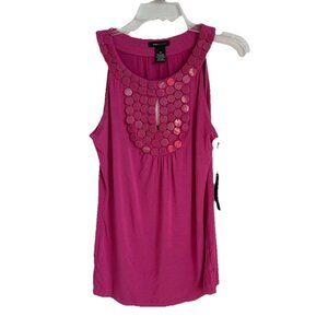 BCBGMaxAzria Raspberry Embellished Sleeveless Top Women's NWT